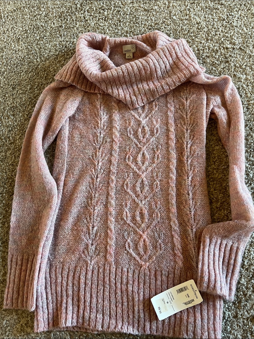 Caslon Blush Pink Cable Cowl Pullover Sweater